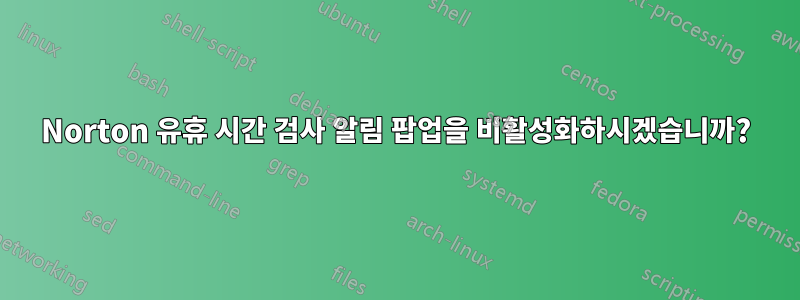 Norton 유휴 시간 검사 알림 팝업을 비활성화하시겠습니까?