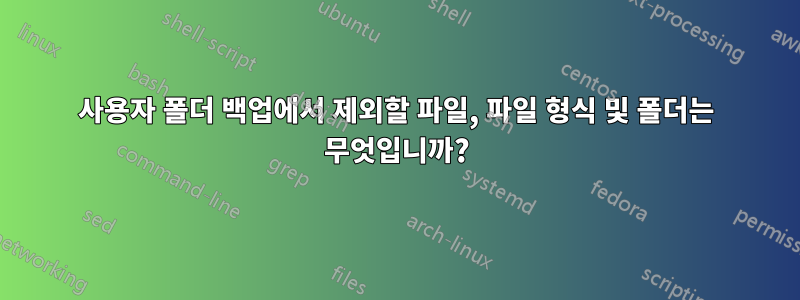 사용자 폴더 백업에서 제외할 파일, 파일 형식 및 폴더는 무엇입니까?