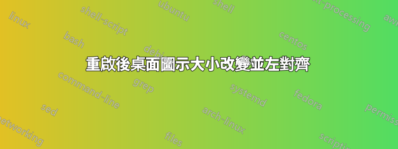重啟後桌面圖示大小改變並左對齊