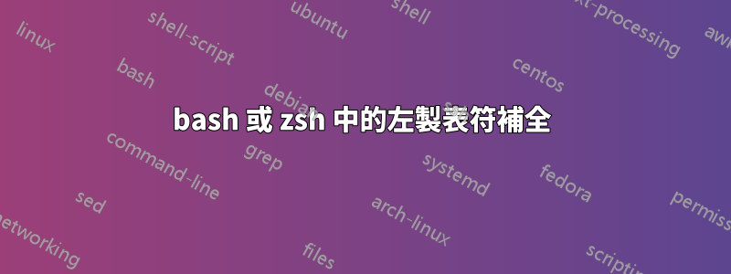 bash 或 zsh 中的左製表符補全