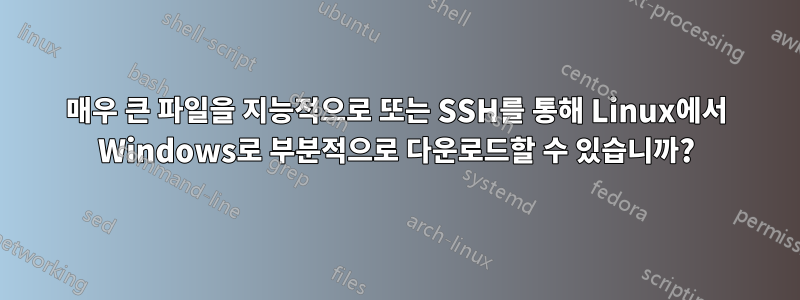 매우 큰 파일을 지능적으로 또는 SSH를 통해 Linux에서 Windows로 부분적으로 다운로드할 수 있습니까?