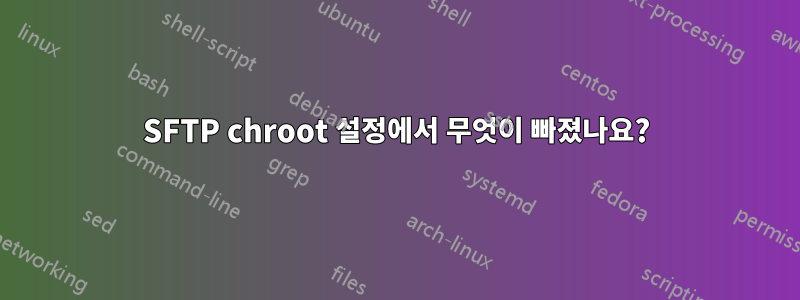 SFTP chroot 설정에서 무엇이 빠졌나요?