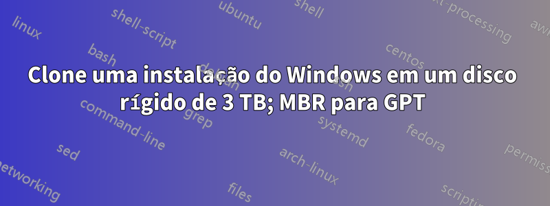 Clone uma instalação do Windows em um disco rígido de 3 TB; MBR para GPT