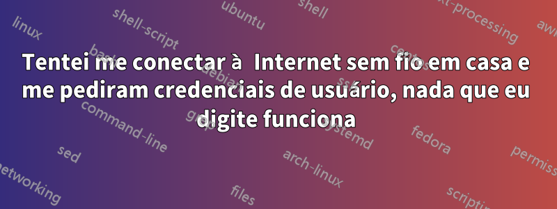 Tentei me conectar à Internet sem fio em casa e me pediram credenciais de usuário, nada que eu digite funciona