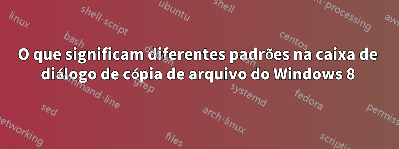 O que significam diferentes padrões na caixa de diálogo de cópia de arquivo do Windows 8