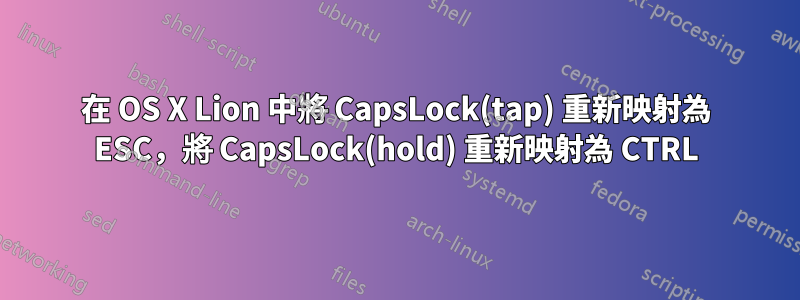 在 OS X Lion 中將 CapsLock(tap) 重新映射為 ESC，將 CapsLock(hold) 重新映射為 CTRL