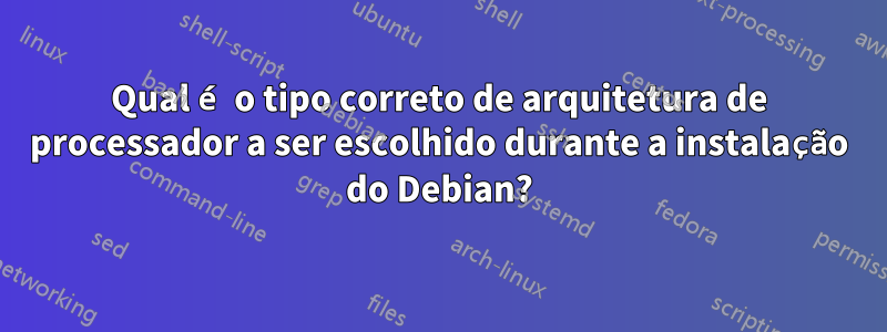 Qual é o tipo correto de arquitetura de processador a ser escolhido durante a instalação do Debian?