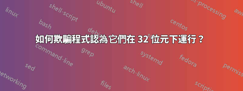如何欺騙程式認為它們在 32 位元下運行？