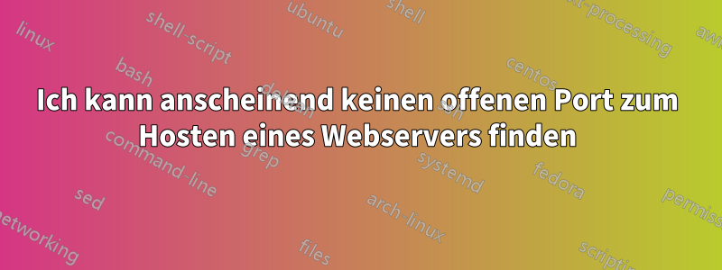 Ich kann anscheinend keinen offenen Port zum Hosten eines Webservers finden
