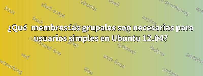 ¿Qué membresías grupales son necesarias para usuarios simples en Ubuntu 12.04?