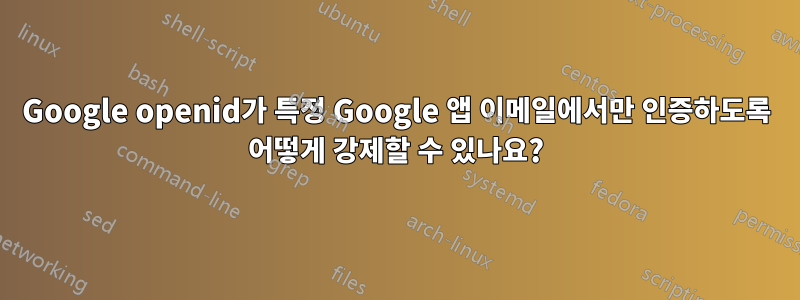 Google openid가 특정 Google 앱 이메일에서만 인증하도록 어떻게 강제할 수 있나요?