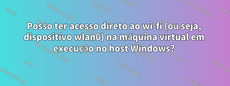 Posso ter acesso direto ao wi-fi (ou seja, dispositivo wlan0) na máquina virtual em execução no host Windows?