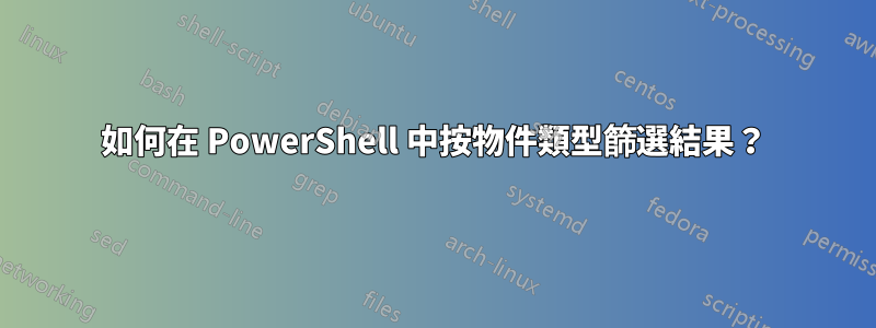 如何在 PowerShell 中按物件類型篩選結果？