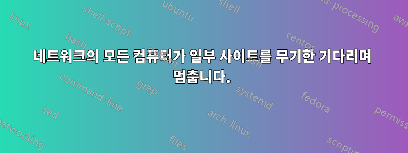 네트워크의 모든 컴퓨터가 일부 사이트를 무기한 기다리며 멈춥니다.