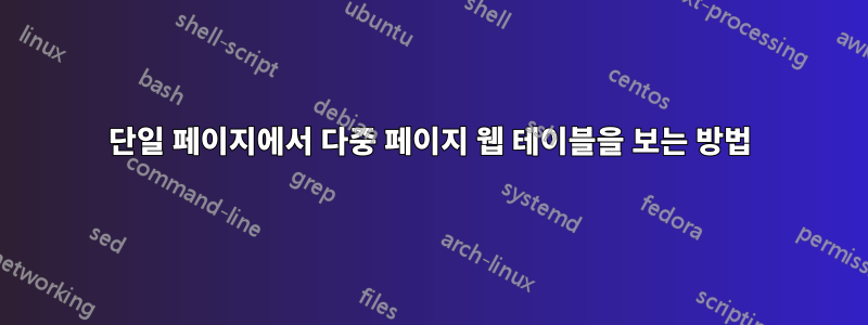 단일 페이지에서 다중 페이지 웹 테이블을 보는 방법