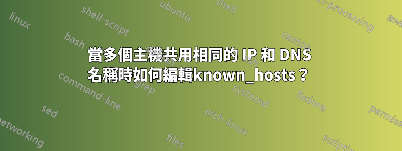 當多個主機共用相同的 IP 和 DNS 名稱時如何編輯known_hosts？