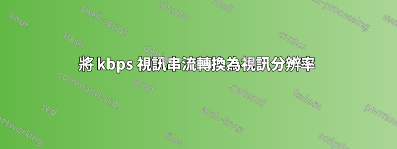 將 kbps 視訊串流轉換為視訊分辨率