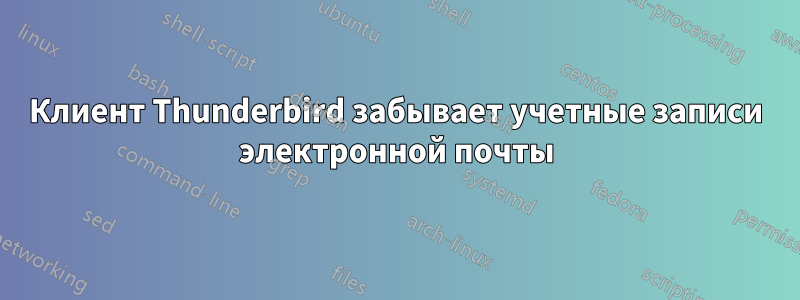 Клиент Thunderbird забывает учетные записи электронной почты