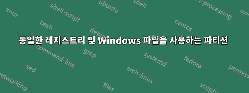 동일한 레지스트리 및 Windows 파일을 사용하는 파티션
