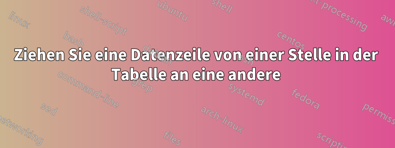 Ziehen Sie eine Datenzeile von einer Stelle in der Tabelle an eine andere
