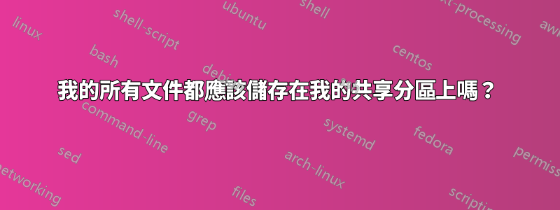 我的所有文件都應該儲存在我的共享分區上嗎？