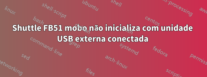 Shuttle FB51 mobo não inicializa com unidade USB externa conectada