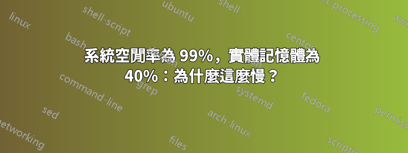 系統空閒率為 99%，實體記憶體為 40%：為什麼這麼慢？
