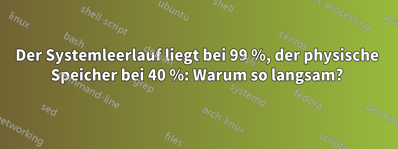 Der Systemleerlauf liegt bei 99 %, der physische Speicher bei 40 %: Warum so langsam?