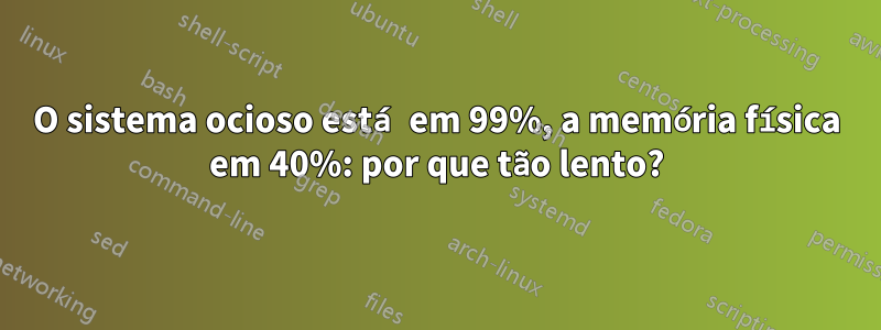 O sistema ocioso está em 99%, a memória física em 40%: por que tão lento?