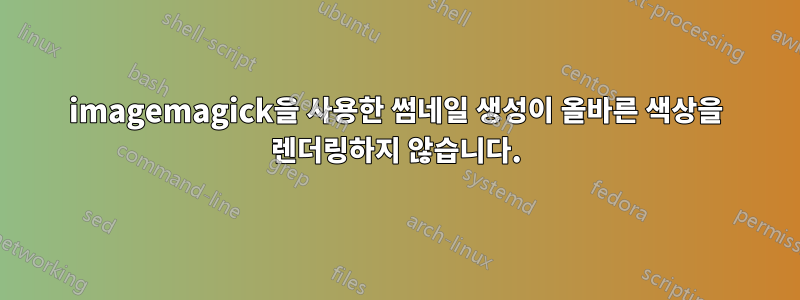 imagemagick을 사용한 썸네일 생성이 올바른 색상을 렌더링하지 않습니다.