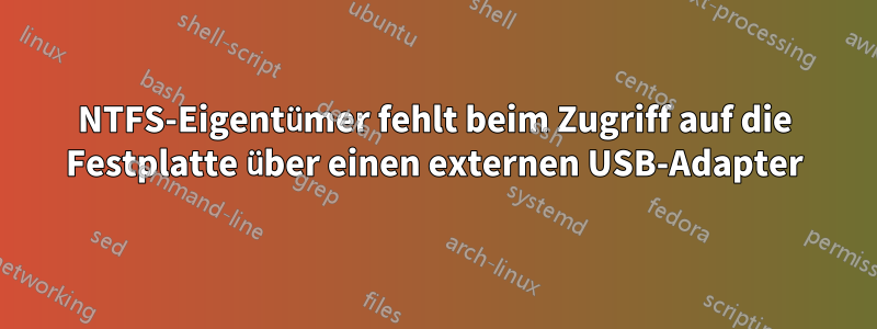 NTFS-Eigentümer fehlt beim Zugriff auf die Festplatte über einen externen USB-Adapter