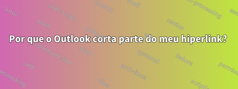 Por que o Outlook corta parte do meu hiperlink?