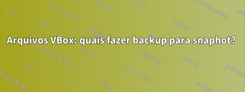 Arquivos VBox: quais fazer backup para snaphot?
