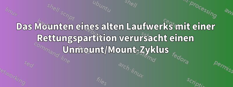 Das Mounten eines alten Laufwerks mit einer Rettungspartition verursacht einen Unmount/Mount-Zyklus