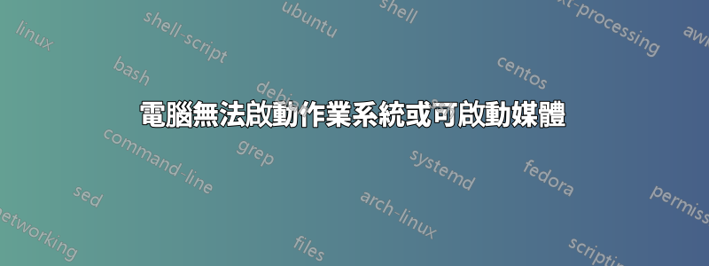 電腦無法啟動作業系統或可啟動媒體
