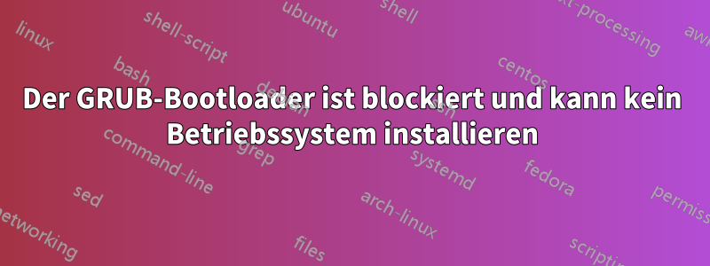 Der GRUB-Bootloader ist blockiert und kann kein Betriebssystem installieren