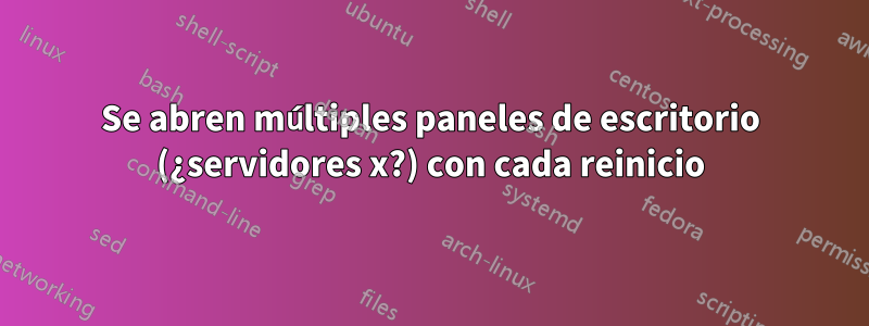 Se abren múltiples paneles de escritorio (¿servidores x?) con cada reinicio