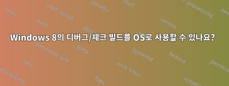 Windows 8의 디버그/체크 빌드를 OS로 사용할 수 있나요? 