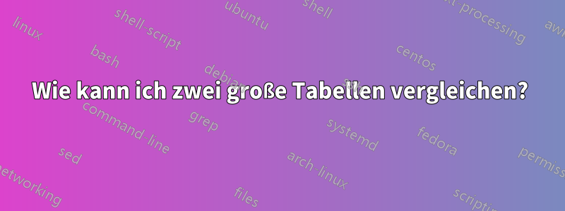 Wie kann ich zwei große Tabellen vergleichen?