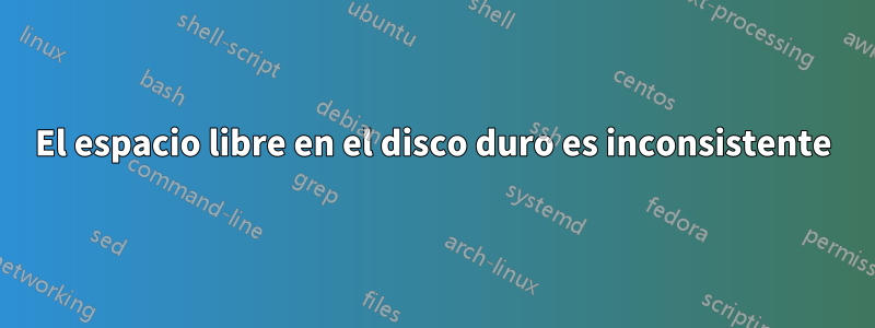 El espacio libre en el disco duro es inconsistente