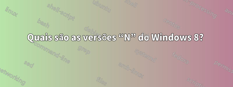 Quais são as versões “N” do Windows 8?