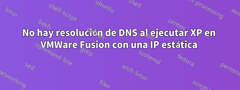 No hay resolución de DNS al ejecutar XP en VMWare Fusion con una IP estática