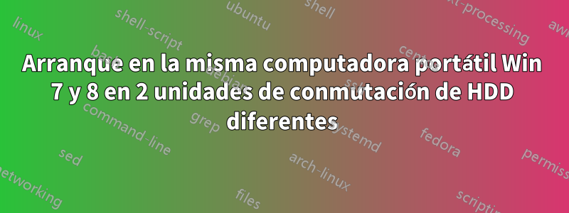 Arranque en la misma computadora portátil Win 7 y 8 en 2 unidades de conmutación de HDD diferentes