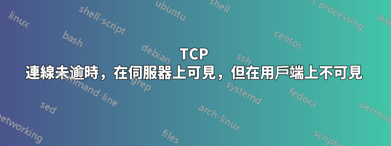 TCP 連線未逾時，在伺服器上可見，但在用戶端上不可見