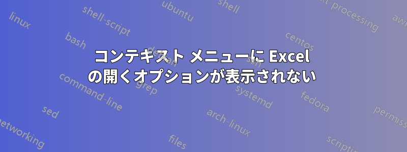 コンテキスト メニューに Excel の開くオプションが表示されない