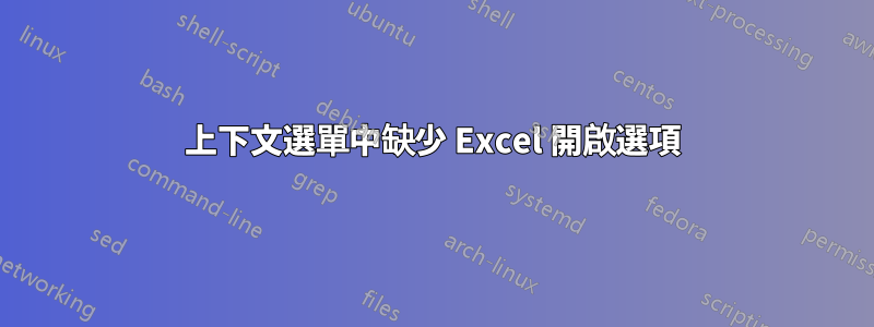 上下文選單中缺少 Excel 開啟選項