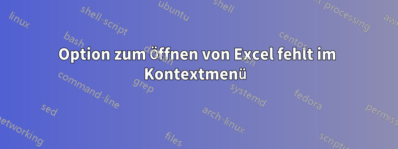 Option zum Öffnen von Excel fehlt im Kontextmenü