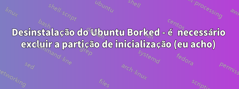 Desinstalação do Ubuntu Borked - é necessário excluir a partição de inicialização (eu acho)