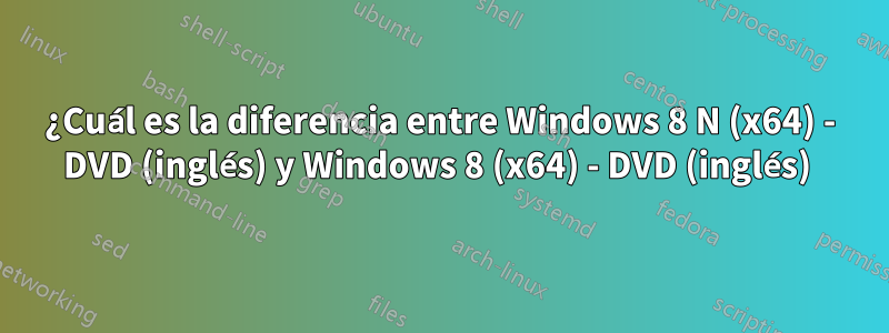 ¿Cuál es la diferencia entre Windows 8 N (x64) - DVD (inglés) y Windows 8 (x64) - DVD (inglés) 