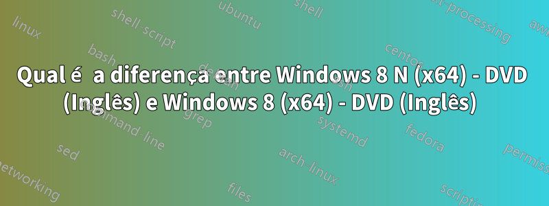 Qual é a diferença entre Windows 8 N (x64) - DVD (Inglês) e Windows 8 (x64) - DVD (Inglês) 